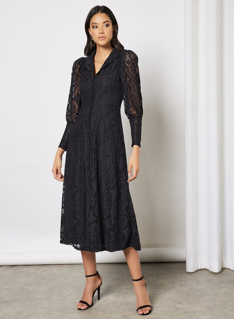 Y.A.S Vanna Long Sleeve Lace Dress Black  - Image 1