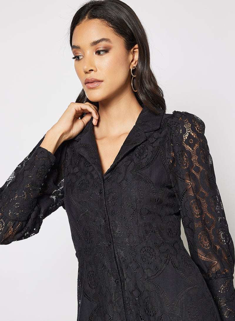 Y.A.S Vanna Long Sleeve Lace Dress Black  - Image 3