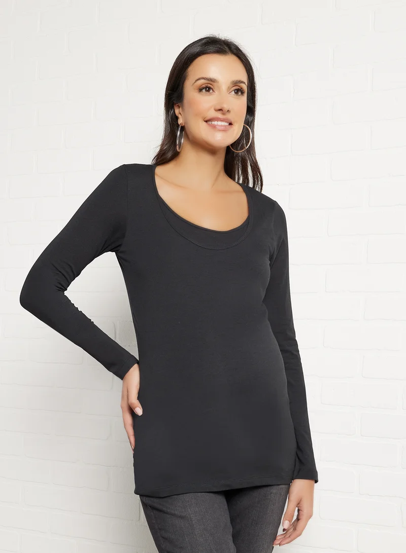 Mamalicious Maternity Nursing T-Shirt (Pack of 2) Black/White