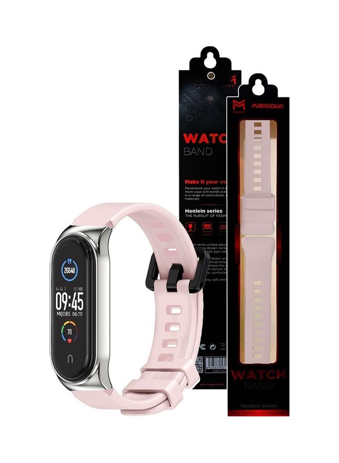 MARGOUN Adjustable Silicone Replacement Strap For Xiaomi Mi Band 5 And 6 Fitness Tracker Light pink - Image 4