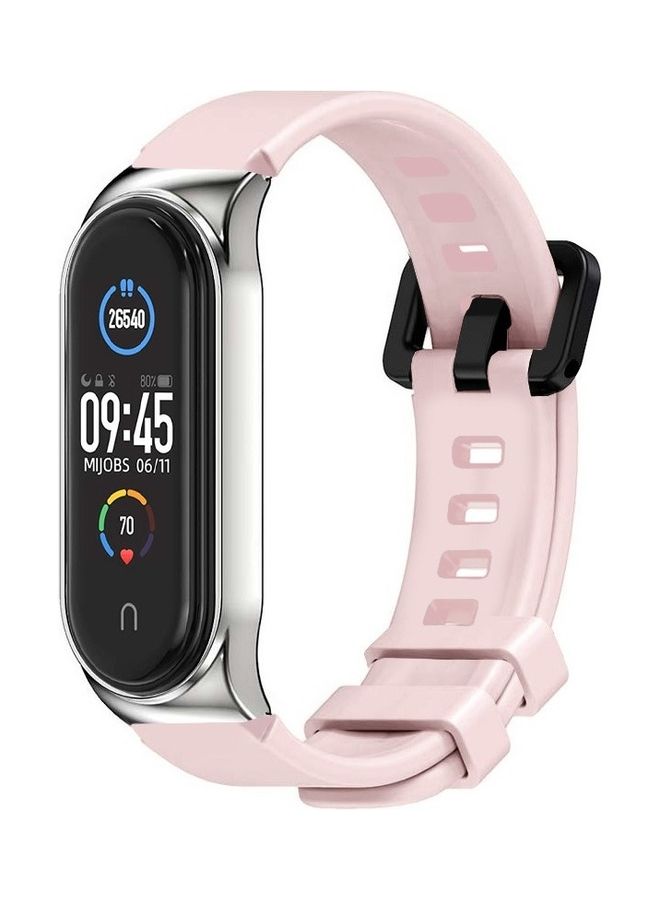 MARGOUN Adjustable Silicone Replacement Strap For Xiaomi Mi Band 5 And 6 Fitness Tracker Light pink - Image 1