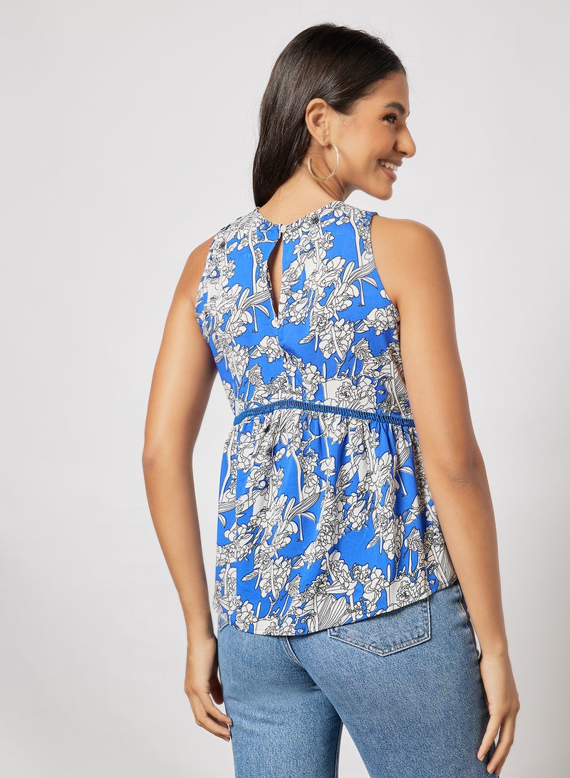 Aila Sleeveless Printed Top Ink Blue - Image 2