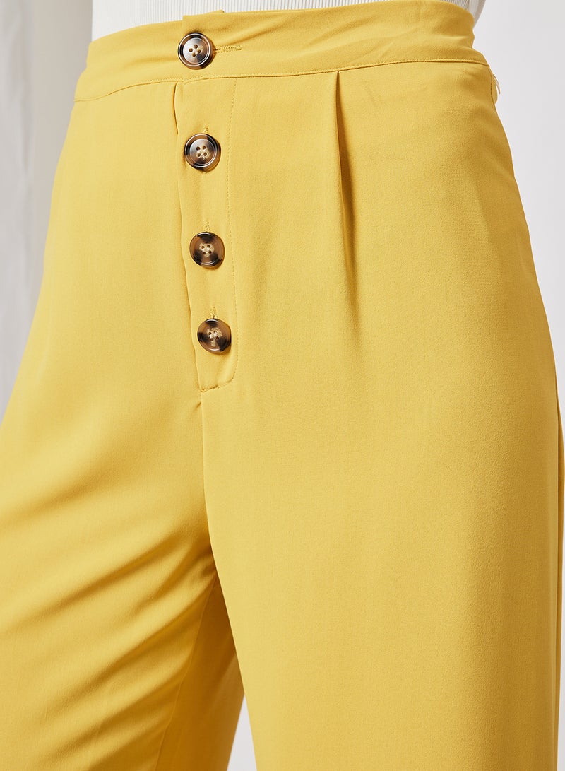 Aila - Women Wide Leg With Button Details Pants Mustard - Image 1