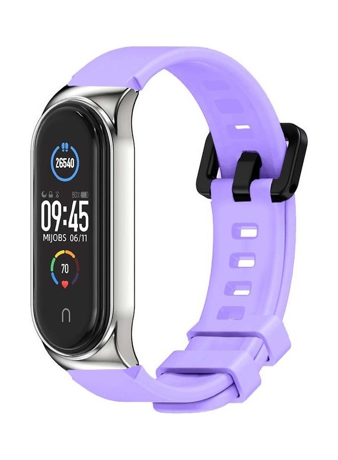 MARGOUN Adjustable Silicone Replacement Strap For Xiaomi Mi Band 5 And 6 Fitness Tracker Purple - Image 1