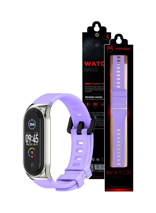MARGOUN Adjustable Silicone Replacement Strap For Xiaomi Mi Band 5 And 6 Fitness Tracker Purple - Image 4