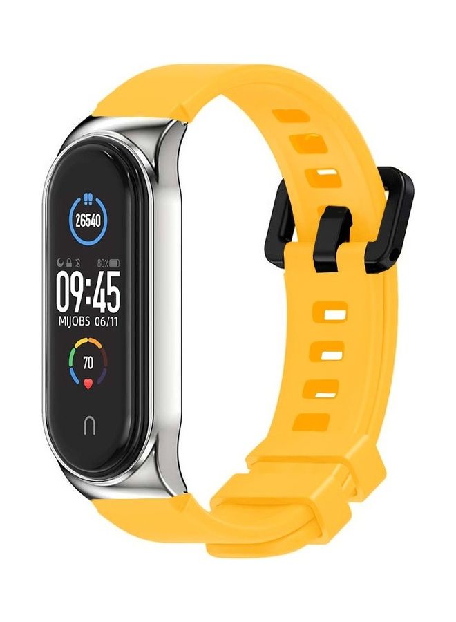 MARGOUN Adjustable Silicone Replacement Strap For Xiaomi Mi Band 5 And 6 Fitness Tracker Yellow - Image 1