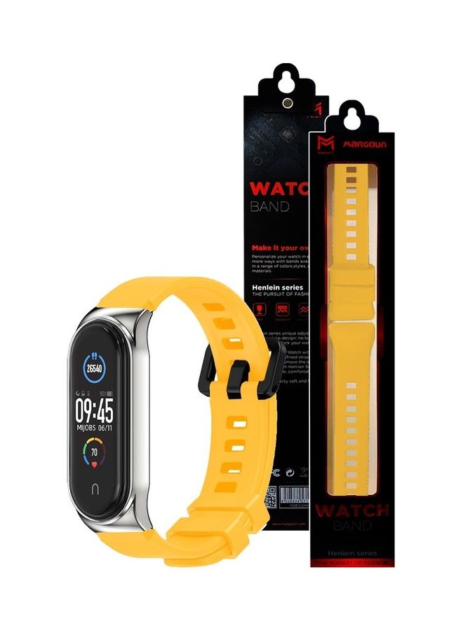 MARGOUN Adjustable Silicone Replacement Strap For Xiaomi Mi Band 5 And 6 Fitness Tracker Yellow - Image 4