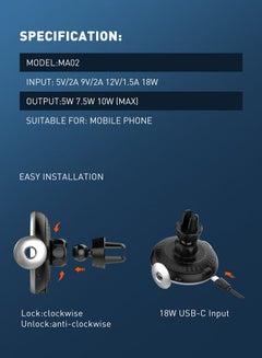LDNIO 10W Fast Wireless Charging Automatic Car Mount Ma02 Arrival Black  - Image 4