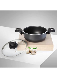 BLACK+DECKER Non-Stick Casserole, Stockpot & Stewpot with Glass Lid and 5 Layer PTFE Non-Stick Spray Coating BXSCP20BME Black 20cm  - Image 2