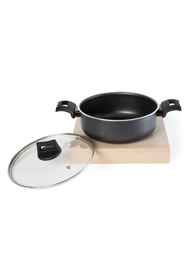 BLACK+DECKER - Non-Stick Casserole, Stockpot & Stewpot with Glass Lid and 5 Layer PTFE Non-Stick Spray Coating BXSCP24BME Black 24cm - Image 1