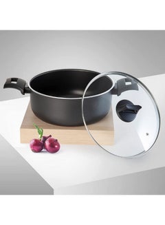 BLACK+DECKER Non-Stick Casserole, Stockpot & Stewpot with Glass Lid and 5 Layer PTFE Non-Stick Spray Coating BXSCP26BME Black 26cm  - Image 2