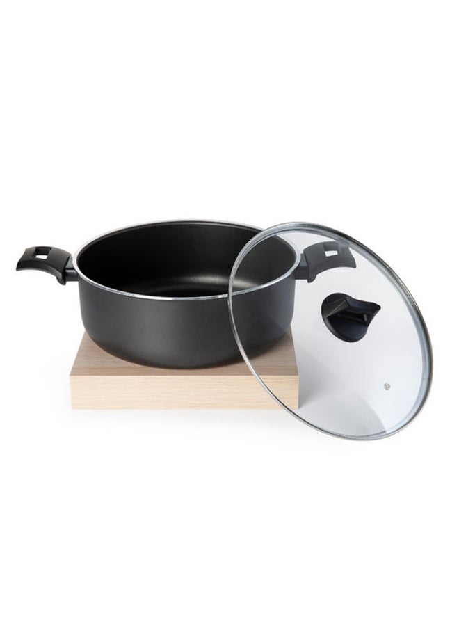 BLACK+DECKER - Non-Stick Casserole, Stockpot And Stewpot With Glass Lid 5 Layer PTFE  Spray Coating Black 30cm - Image 1