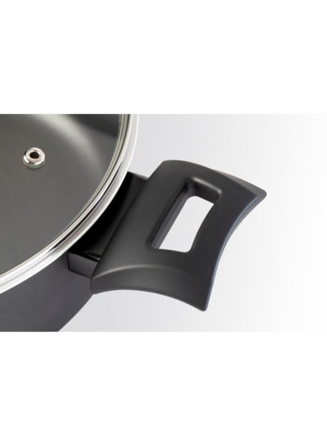 BLACK+DECKER - Non-Stick Casserole, Stockpot And Stewpot With Glass Lid 5 Layer PTFE  Spray Coating Black 30cm - Image 1