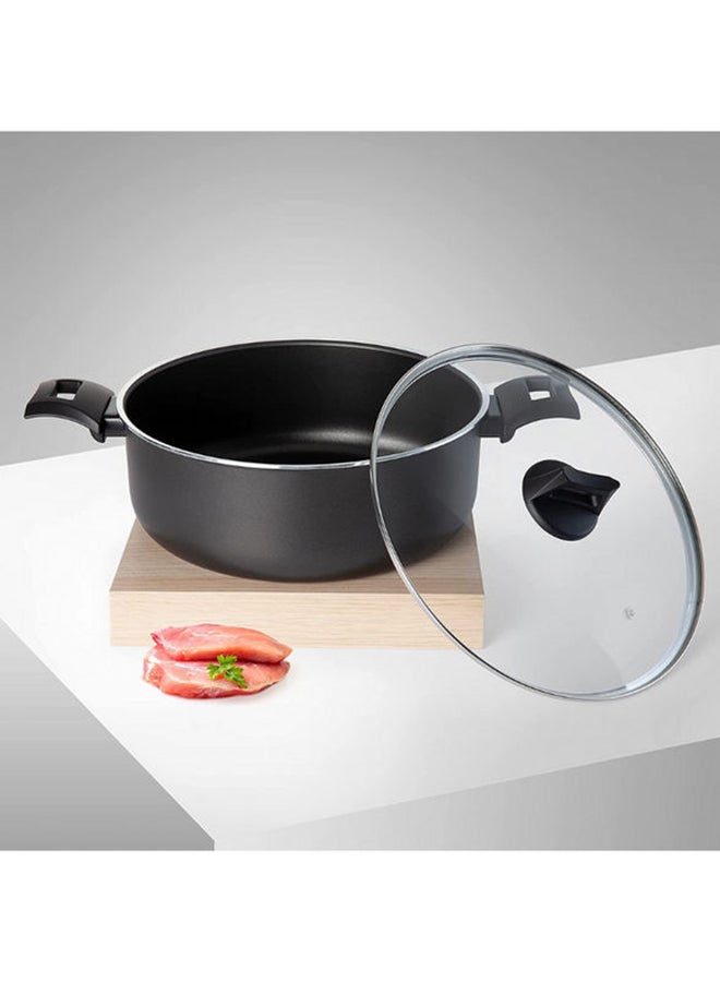 BLACK+DECKER - Non-Stick Casserole, Stockpot And Stewpot With Glass Lid 5 Layer PTFE  Spray Coating Black 30cm - Image 1