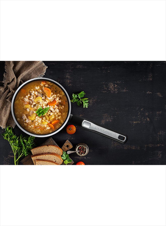 BLACK+DECKER - 9-Piece Non-Stick Cookware Set (Fry Pan, Casserole, Saucepan, Kadai, 3 Lids & 2 Spatulas) with 5 Layer PTFE Non-Stick Spray Coating BXSGS09BME Black 4.7kg - Image 1