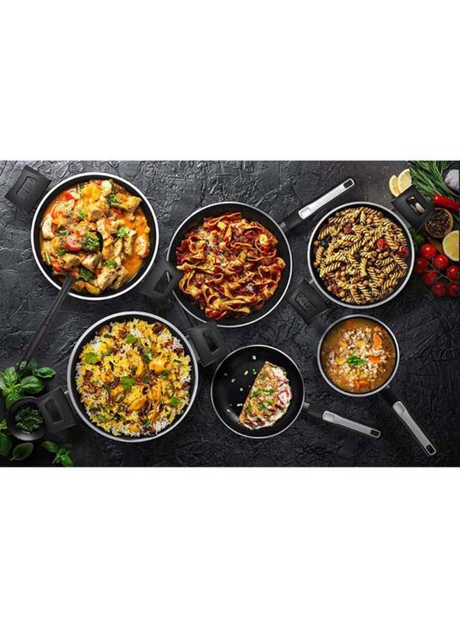 15-Piece Non-Stick Cookware Set (2 Fry Pans, 2 Casseroles, Saucepan, Kadai, 4 Lids & 5 Spatulas) with 5 Layer PTFE Non-Stick Spray Coating BXSGS15BME Black 7.69kg