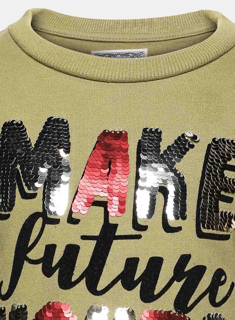 R&B Fashion Sweatshirt Olive  - Image 3