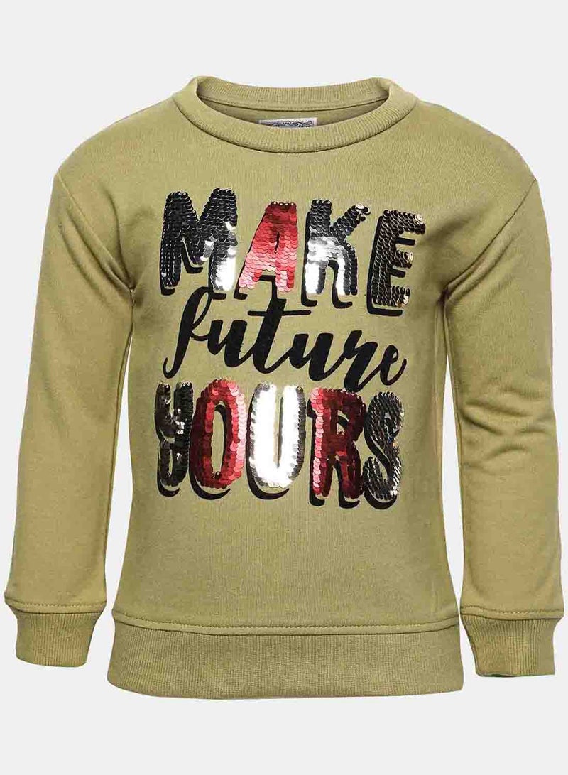 R&B Fashion Sweatshirt Olive  - Image 1