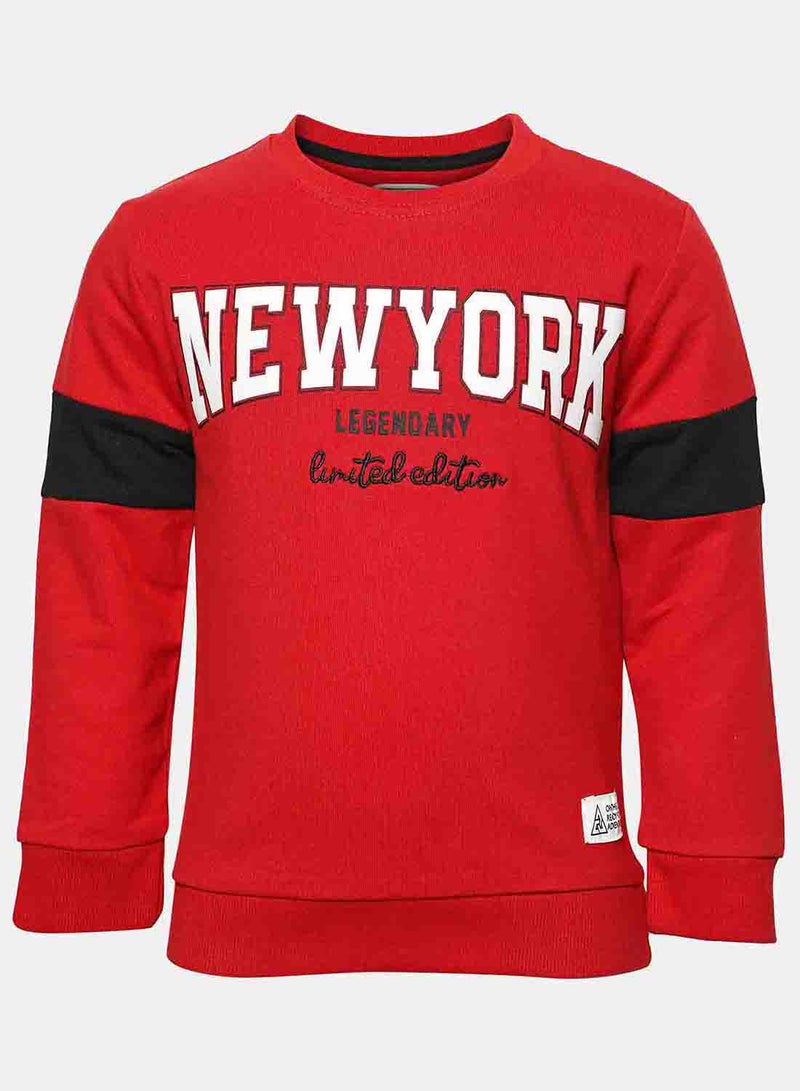 R&B - Printed Stylish Round Neck Sweatshirt Sapphire Red - Image 1