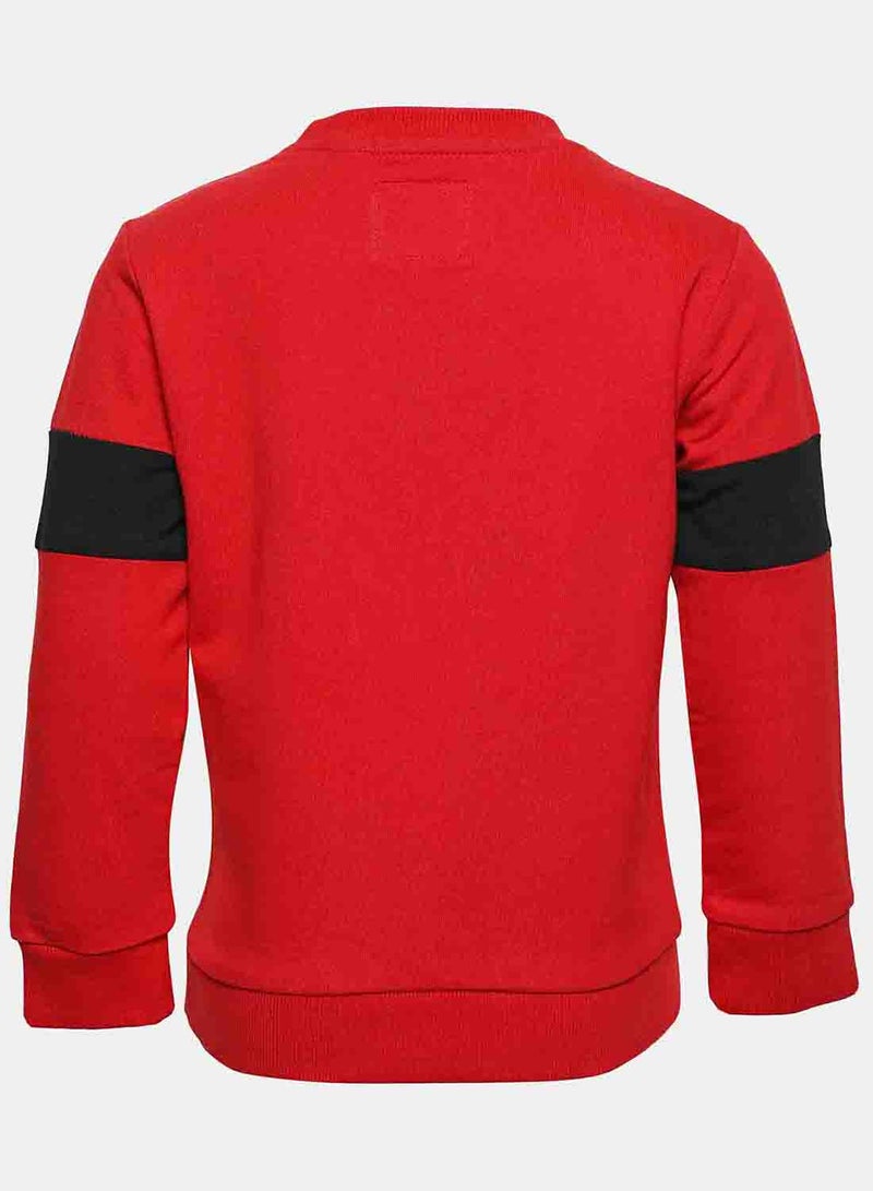R&B - Printed Stylish Round Neck Sweatshirt Sapphire Red - Image 1