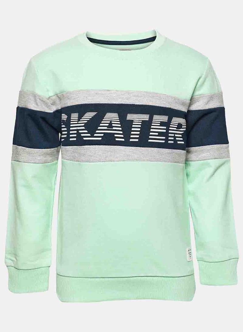 R&B - Printed Round Neck Sweatshirt Mint - Image 1