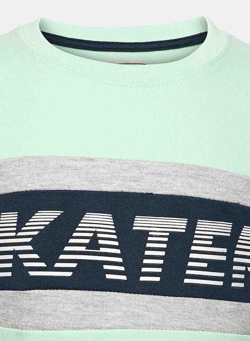 R&B - Printed Round Neck Sweatshirt Mint - Image 1