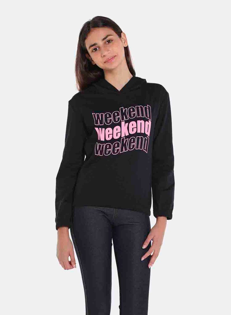 R&B - Cotton Blend Fashion Sweatshirt Jet Black - Image 1