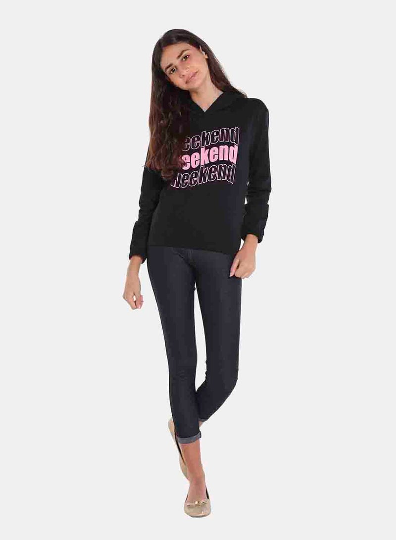 R&B - Cotton Blend Fashion Sweatshirt Jet Black - Image 1