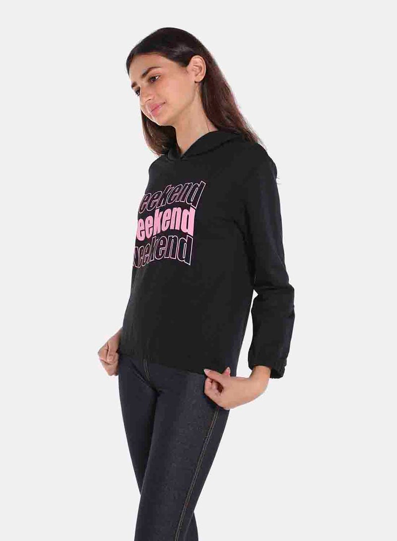 R&B - Cotton Blend Fashion Sweatshirt Jet Black - Image 1