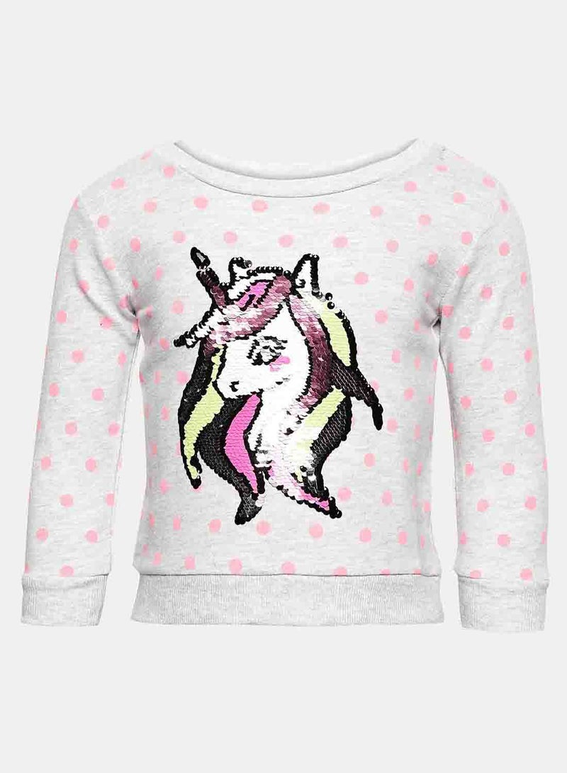 R&B Fashion Cotton Sweatshirt Grey Melange  - Image 1
