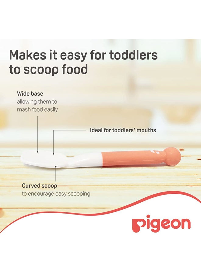 pigeon - Self-Wean Spoon And Fork Set - Pink/Yellow/White - Image 1