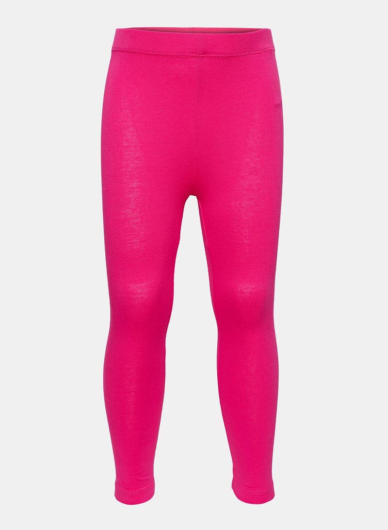 R&B Comfortable Solid Basic Cotton Blend Leggings Fuchsia  - Image 1