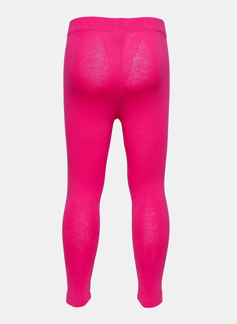 R&B Comfortable Solid Basic Cotton Blend Leggings Fuchsia  - Image 2