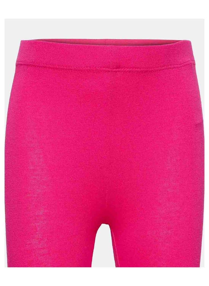 R&B Comfortable Solid Basic Cotton Blend Leggings Fuchsia  - Image 3