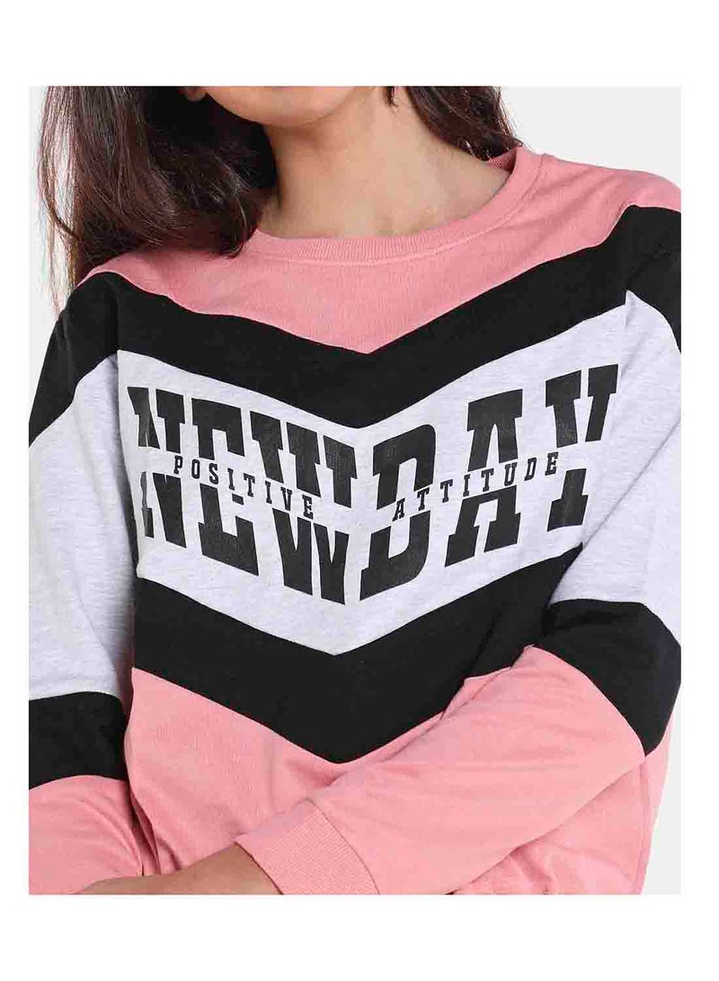 R&B - Stylish Fashion Cotton Sweatshirt Dark Pink - Image 1