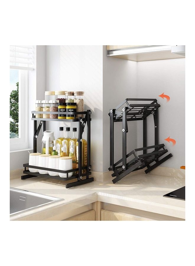 عربست 2 Tier Foldable Spice Rack Organizer For Countertop Black 13.8x8.3x15.2inch  - Image 4