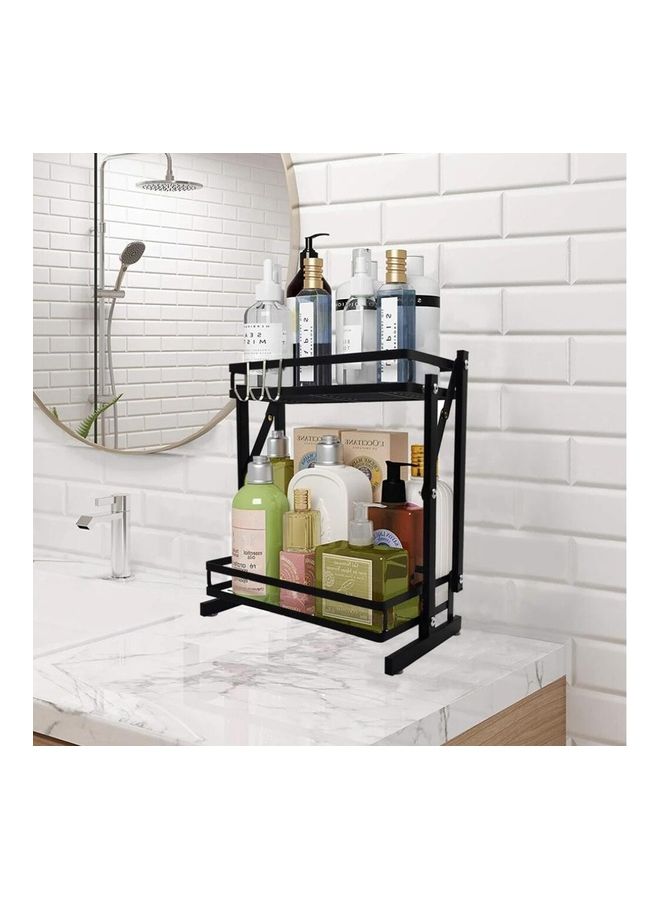 عربست 2 Tier Foldable Spice Rack Organizer For Countertop Black 13.8x8.3x15.2inch  - Image 3