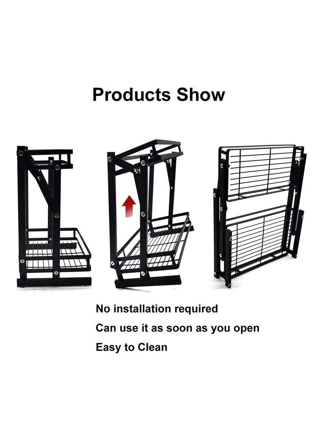عربست 2 Tier Foldable Spice Rack Organizer For Countertop Black 13.8x8.3x15.2inch  - Image 5