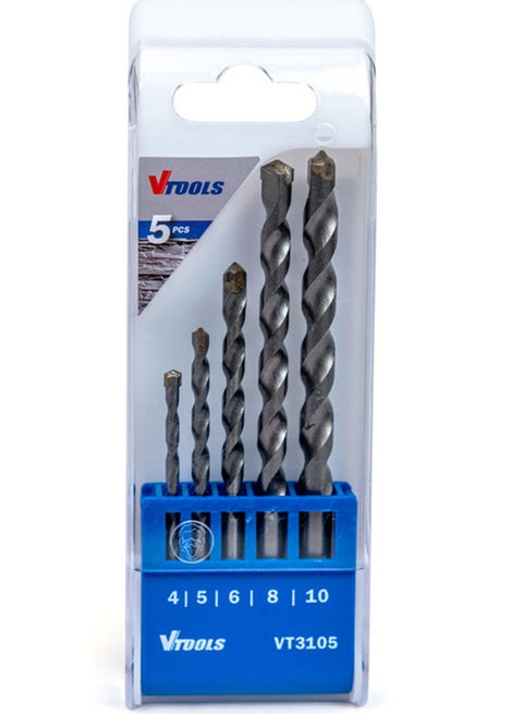 5 Piece Drill Bit Set For Concrete(4,5,6,8,and 10 mm) Blue VT3105 Silver 4mm