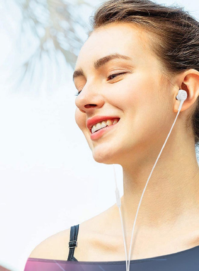PROMATE - Universal Dynamic Hi-Res Noise Isolating Wired Earphones with Built-In Mic, Remote Control, HD Sound Quality and 120cm Tangle-Free Cord For Smartphones, Tablets, Pc, MP3 Player Duet White - Image 1