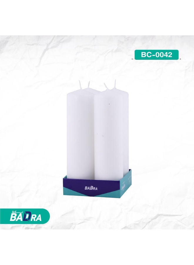 BADRA - 4-Piece Candle Set White 5x5x14cm - Image 1