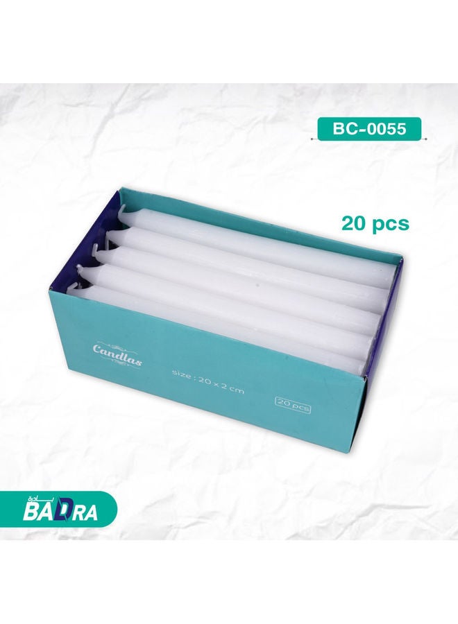 BADRA - 20-Piece Dinner Candle Set White 2x2x20cm - Image 1