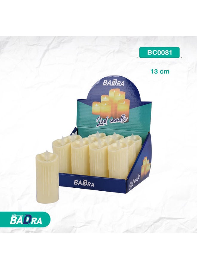 BADRA - 12-Piece Of LED Candle White 5x5x13cm - Image 1