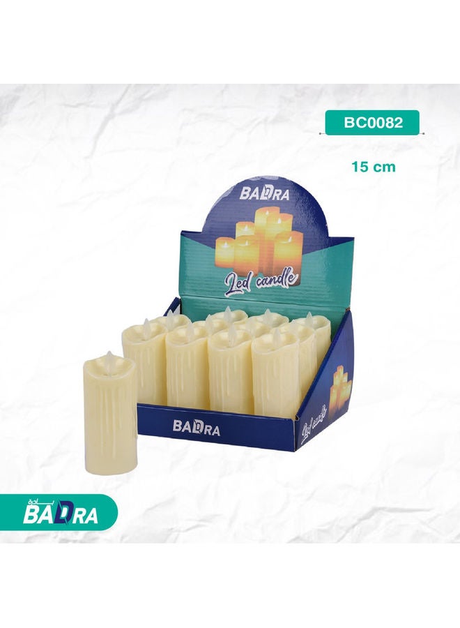 BADRA - 12-Piece Of LED Candle White 5x5x15cm - Image 1