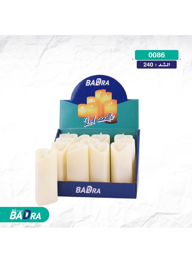 BADRA - 12-Piece LED Candle White 5x5x11cm - Image 1