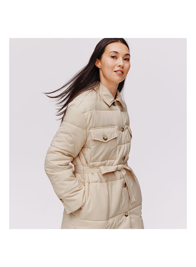 promod Belted Padded Jacket Cognac Brown  - Image 1