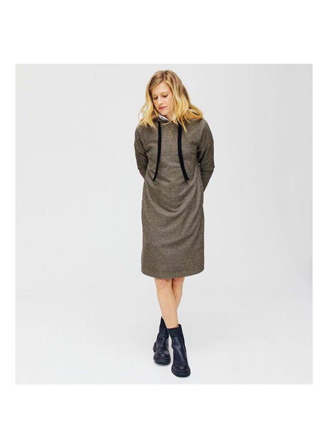promod Hooded Dress Black Checks  - Image 2