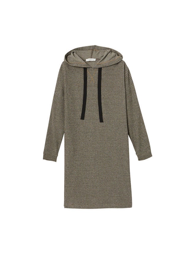 promod Hooded Dress Black Checks  - Image 3