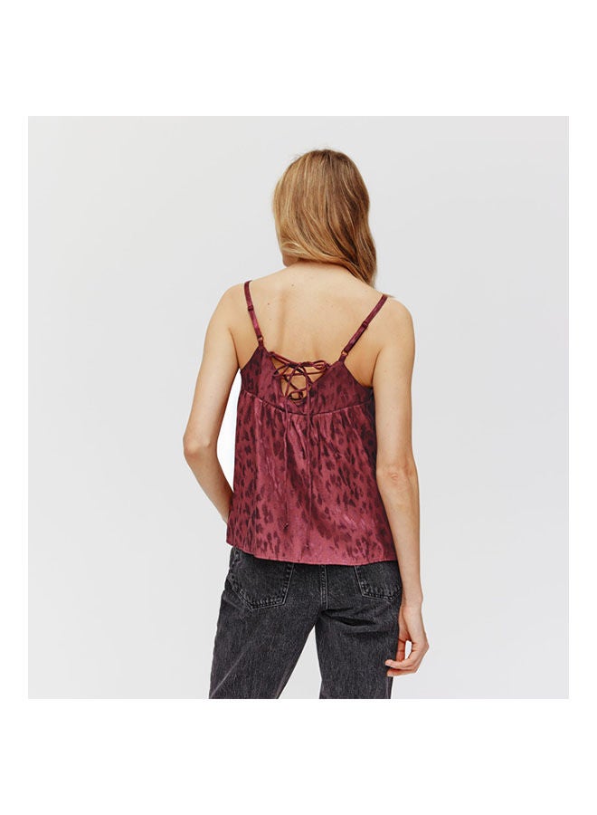 promod Silky Strappy Top Bordeaux Red - Image 2