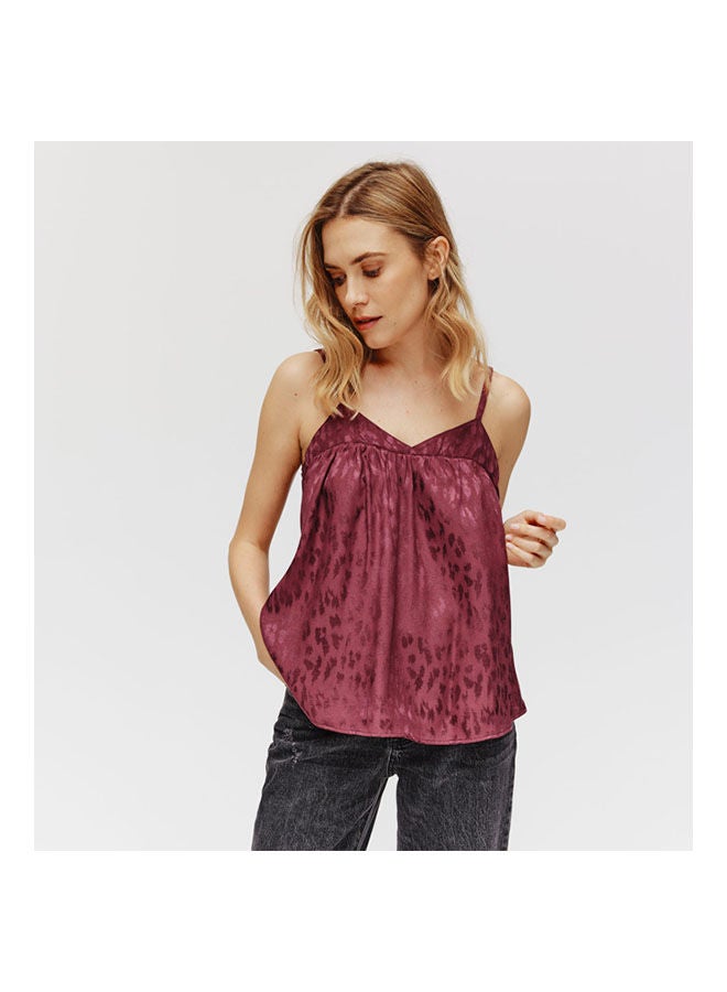 promod Silky Strappy Top Bordeaux Red - Image 1